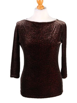 Vintage Julie Guarlende Womens Velvet Blouse Top Long Sleeve Chest 36" Brown LB319-0