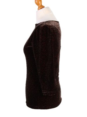 Vintage Julie Guarlende Womens Velvet Blouse Top Long Sleeve Chest 36" Brown LB319-131688