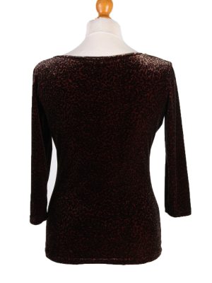 Vintage Julie Guarlende Womens Velvet Blouse Top Long Sleeve Chest 36" Brown LB319-131689