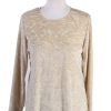 Vintage Womens Velvet Blouse Top Long Sleeve Chest 40" Beige LB322-0