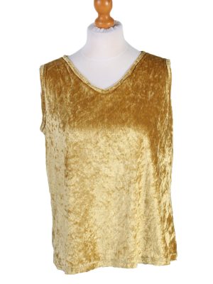 Vintage Womens Velvet Vest Waistcoat Gilet Chest 39" Yellow LB324-0