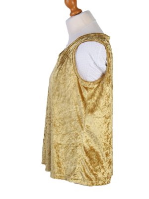 Vintage Womens Velvet Vest Waistcoat Gilet Chest 39" Yellow LB324-131708