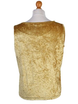 Vintage Womens Velvet Vest Waistcoat Gilet Chest 39" Yellow LB324-131709