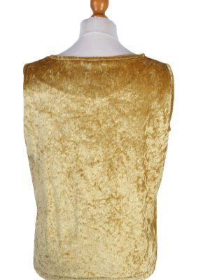 Vintage Womens Velvet Vest Waistcoat Gilet Chest 39" Yellow LB324-131710
