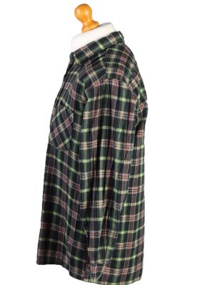 Vintage Vesta Rolling Stones Lips Printed Unisex Long Sleeve Flannel Shirt 42 Green SH3975-132137