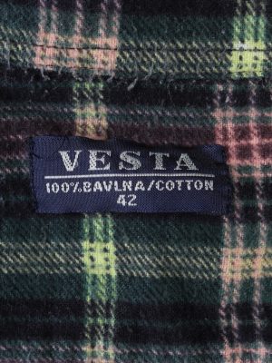 Vintage Vesta Rolling Stones Lips Printed Unisex Long Sleeve Flannel Shirt 42 Green SH3975-132138