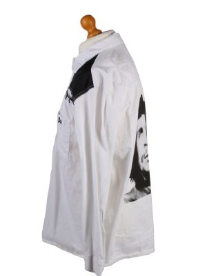 Vintage John Baner Che Guevara Printed Unisex Long Sleeve Denim Shirt Reworked Size 15.5 (UK) White SH3977-133700
