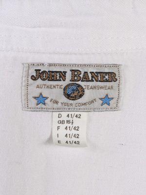 Vintage John Baner Che Guevara Printed Unisex Long Sleeve Denim Shirt Reworked Size 15.5 (UK) White SH3977-133701