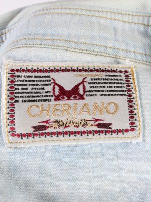 Vintage Cheriano London Big Ben Printed Unisex Long Sleeve Denim Shirt Reworked Chest 44" Light Blue SH3988-133745