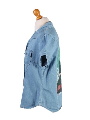 Vintage Jep's Frida Printed Womens Long Sleeve Denim Shirt Reworked Chest 43" Mid Blue SH3995-133772