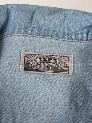 Vintage Jep's Frida Printed Womens Long Sleeve Denim Shirt Reworked Chest 43" Mid Blue SH3995-133773