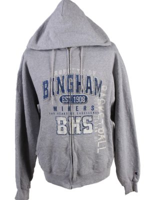 Vintage Champion Full Zip Hoodie Sweatshirt Top Unisex L Grey -SW2593-0