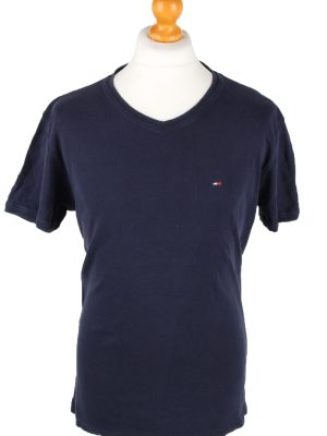 Vintage Tommy Hilfiger Mens T-Shirt Tee V Neck Navy TS409-0