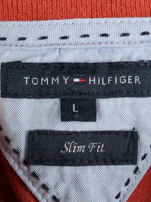 Vintage Tommy Hilfiger Womens Polo Shirt Top Short Sleeve Plain Slim Fit L Terra Cotta -PT1260-136611