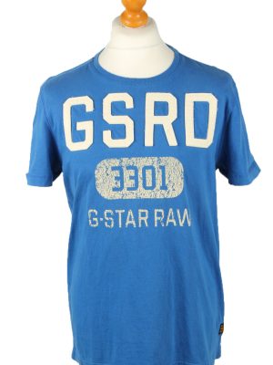 Vintage G-Star Mens T-Shirt Shirt Tee Crew Neck L Blue TS516-0