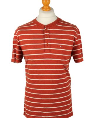 Vintage Tommy Hilfiger Mens T-Shirt Shirt Tee Button Neck L Terra Cotta TS525-0