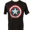 Vintage Marvel Unisex T-Shirt Tee Distressed Captain America Shield Logo L Black TS540-0