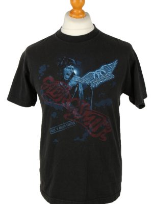 Vintage Aeorosmith Unisex T-Shirt Tee Rock'n Roll Crew Neck M Black TS546-0
