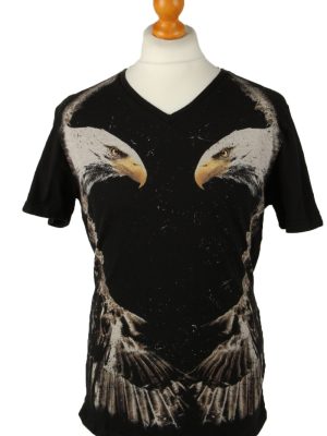 Vintage Eagle Printed Unisex T-Shirt Tee Top Crew Neck Black TS616-0