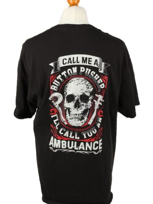 Vintage Hanes Unisex T-Shirt Shirt Tee Crew Neck Button Pusher XL Black TS654-143044