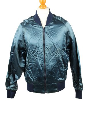 Vintage The Jacket Factory Satin Baseball Jacket Dark Blue -C1961-0