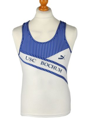 Vintage Puma Running Sports Jersey Shirt USC Bochum S White CW0820-0