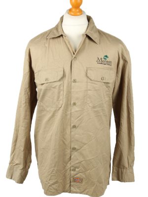 Vintage Dickies Work Shirt Workwear Button Up Long Sleeve L Camel SH4005-0
