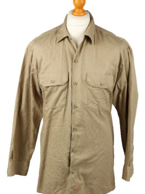 Vintage Dickies Work Shirt Workwear Button Up Long Sleeve L Camel SH4009-0