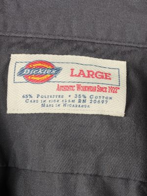 Vintage Dickies Work Shirt Workwear Button Up Long Sleeve L Dark Grey SH4011-143342