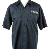 Vintage Dickies Work Shirt Workwear Button Up Short Sleeve L Navy SH4012-0