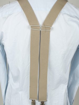 Vintage Adjustable Elastic Braces Suspenders 80s Cream BS012-143860
