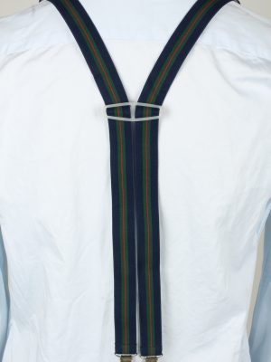 Vintage Adjustable Elastic Braces Suspenders 80s Dark Blue BS020-143884