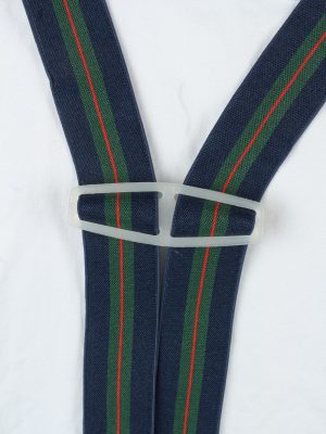 Vintage Adjustable Elastic Braces Suspenders 80s Dark Blue BS020-143885