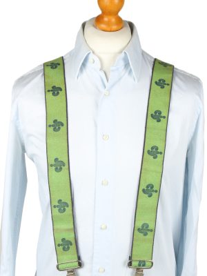 Vintage Adjustable Elastic Braces Suspenders 90s Green BS029-0