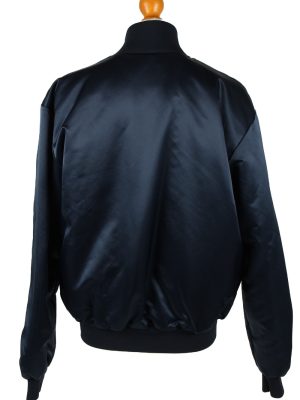 Vintage Rennoc Classic Mens Satin Baseball Bomber Jacket L Navy -C1988-144705
