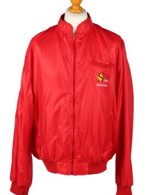 Vintage Holloway Mens Satin Baseball Bomber Jacket XL Red -C1995-0