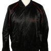 Vintage Top Line Mens Satin Baseball Bomber Jacket XL Black -C1999-0