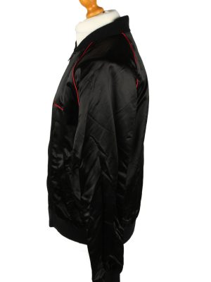 Vintage Top Line Mens Satin Baseball Bomber Jacket XL Black -C1999-144748