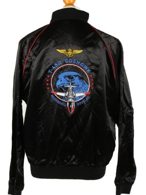 Vintage Top Line Mens Satin Baseball Bomber Jacket XL Black -C1999-144749