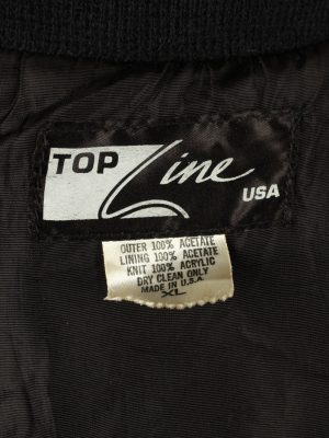 Vintage Top Line Mens Satin Baseball Bomber Jacket XL Black -C1999-144750