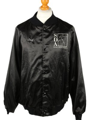 Vintage Westark Mens Satin Baseball Bomber Jacket XL Black -C2000-0