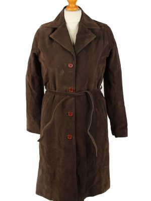 Vintage Womens Collezione Suede Jacket Coat L Dark Brown -C2004-0