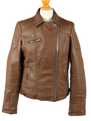 Vintage Womens Fde La Passion Leather Jacket Coat L Brown -C2012-0