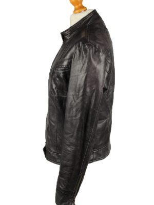 Vintage Womens Vera Pelle Leather Jacket Coat 46 Black -C2016-144816