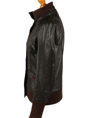 Vintage Womens Review Leather Jacket Coat L Black -C2017-144820