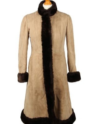 Vintage Womens Sheepskin Leather Coat 80s Chest 36" Brown -C2059-0
