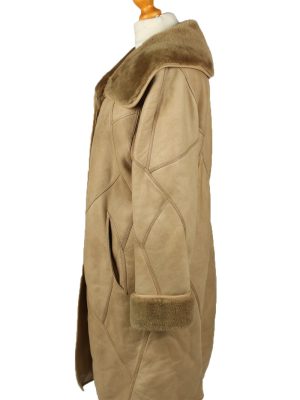 Vintage Womens Sheepskin Leather Coat 80s 38 Brown -C2064-145082