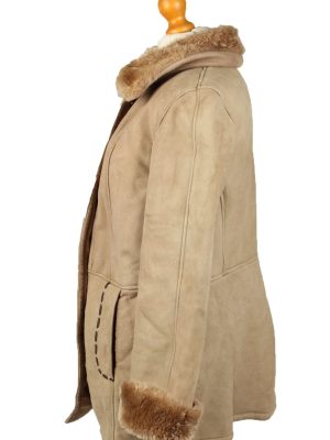 Vintage Womens Sheepskin Leather Coat 80s Chest 40" Brown -C2066-145090