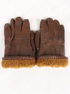Vintage Womens Faux Leather Gloves 90s Brown G120-146491