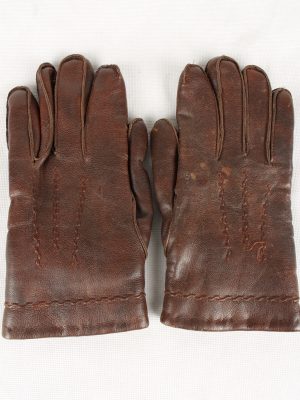 Vintage Womens Faux Leather Gloves 90s Brown G120-0